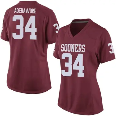 Adepoju Adebawore Women's Oklahoma Sooners Crimson Football College Jersey - Game