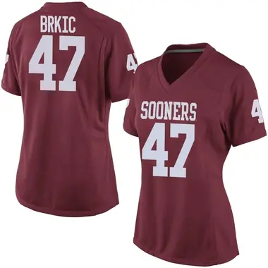 Gabe Brkic Women's Oklahoma Sooners Crimson Football College Jersey - Replica