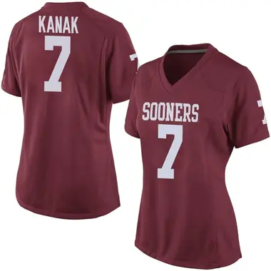 Jaren Kanak Women's Oklahoma Sooners Crimson Football College Jersey - Game