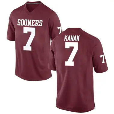 Jaren Kanak Youth Oklahoma Sooners Crimson Football College Jersey - Replica