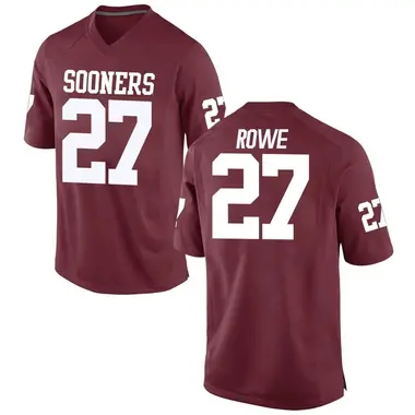 Jayden Rowe Men's Oklahoma Sooners Crimson Football College Jersey - Game