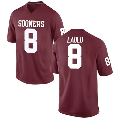 Jonah Laulu Youth Oklahoma Sooners Crimson Football College Jersey - Replica