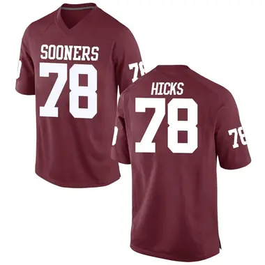 Marcus Hicks Men's Oklahoma Sooners Crimson Football College Jersey - Game