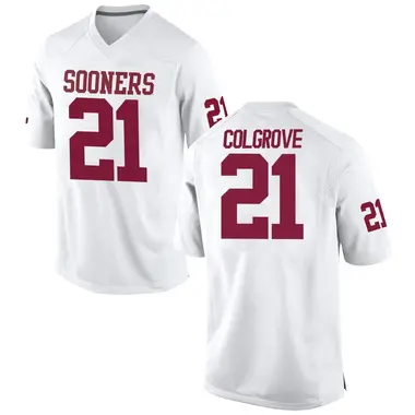 White Braylon Colgrove Men's Oklahoma Sooners Football College Jersey - Game