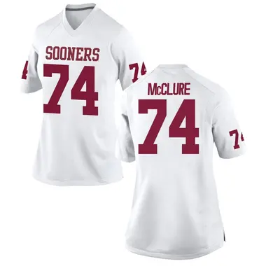 White Evan McClure Women's Oklahoma Sooners Football College Jersey - Replica