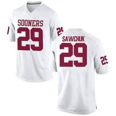 White Gabe Sawchuk Men's Oklahoma Sooners Football College Jersey - Replica