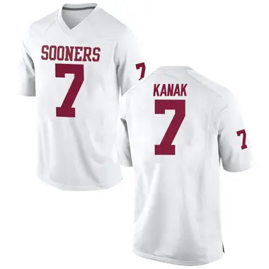 White Jaren Kanak Men's Oklahoma Sooners Football College Jersey - Game