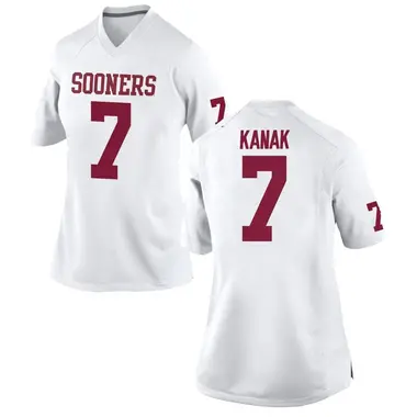 White Jaren Kanak Women's Oklahoma Sooners Football College Jersey - Replica