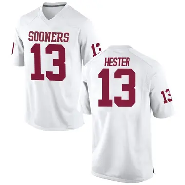 White J.J. Hester Men's Oklahoma Sooners Football College Jersey - Game